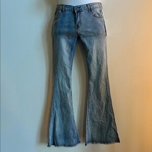 AC for AG Wide-Leg Flare Jeans in Light Blue